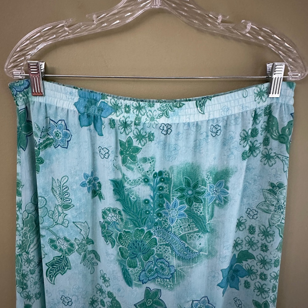 Pendleton Petite M Maxi Skirt Set Floral Two Piece Sleeveless Top Green Blue‎ - Picture 5 of 13